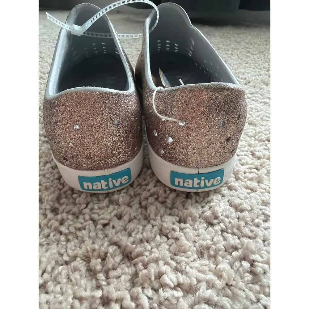 NWT Girls size 3 Sparkle Glitter Native Slide On Shoes Jefferson Bling
